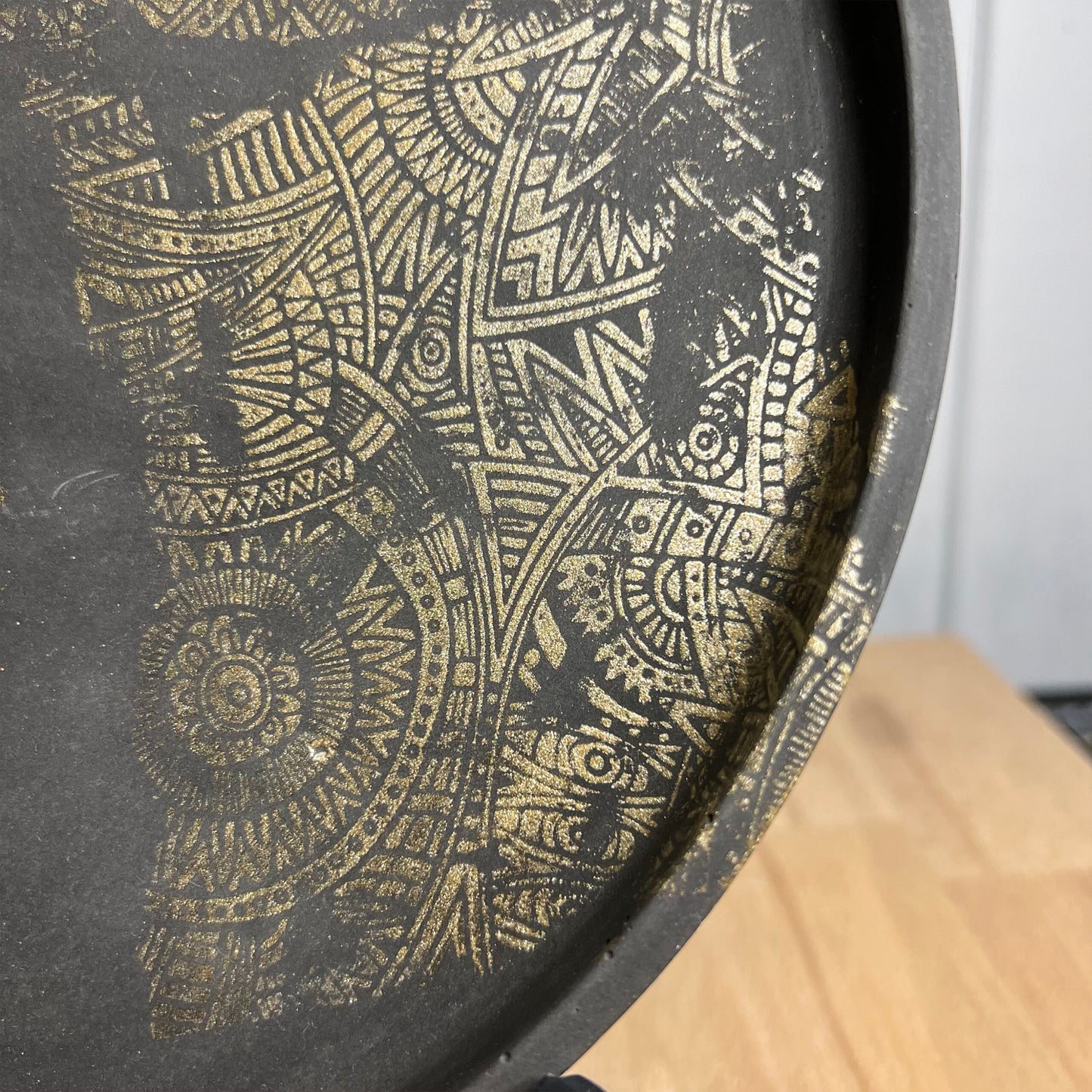 Round Tray - Large Royal with Gold Patterns