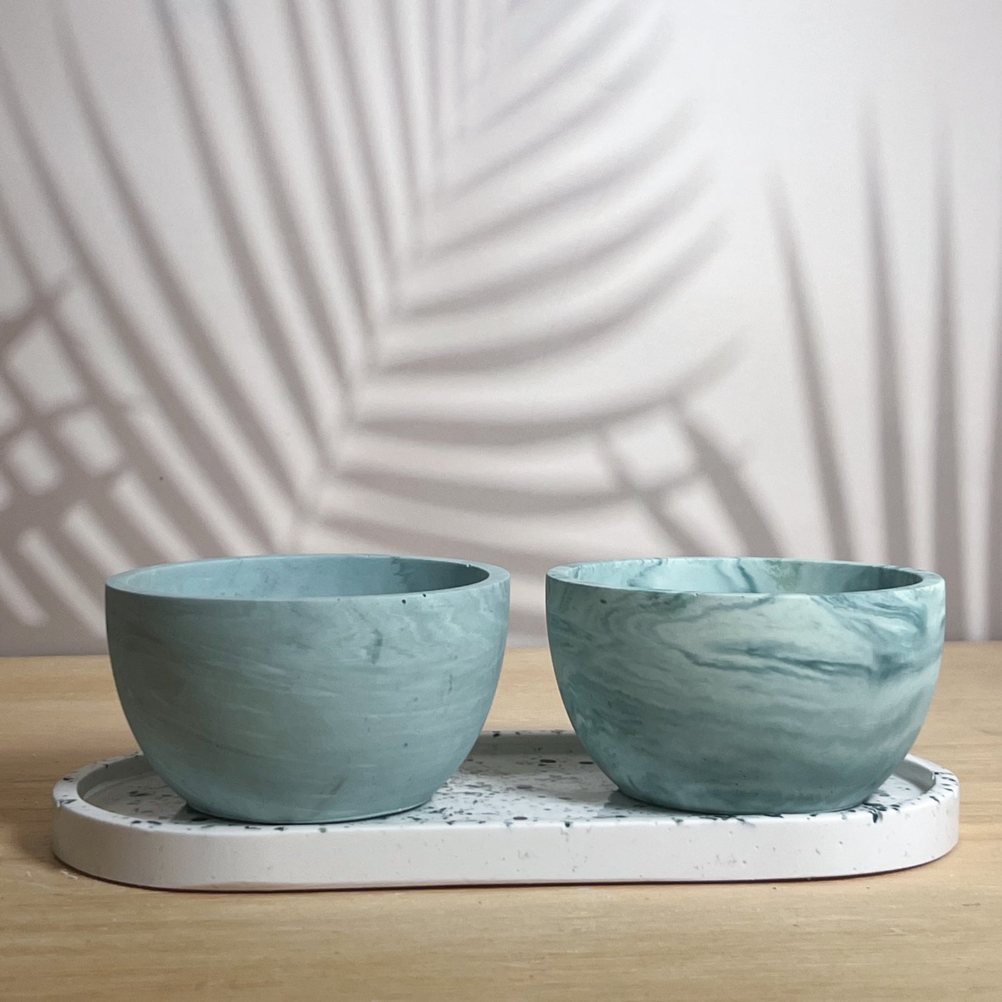 Large Oval Tray - White with Sage & Pine Terrazzo